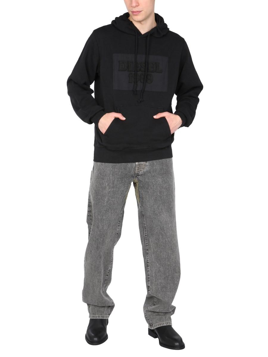 DIESEL FELPA CON CAPPUCCIO IN COTONE CON PATCH LOGO