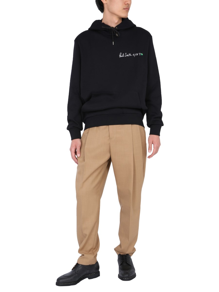 PAUL SMITH FELPA CON CAPPUCCIO IN COTONE CON STAMPA "GREEN APPLE"