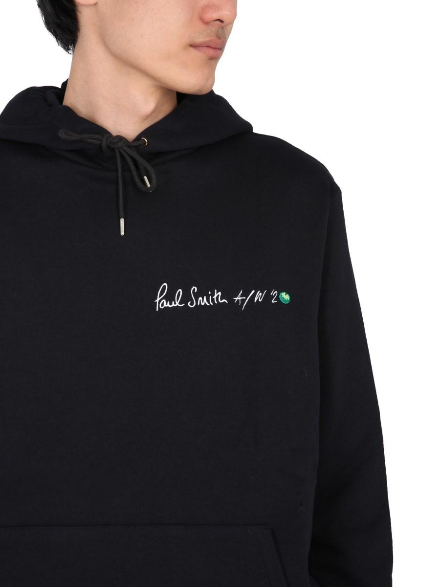 PAUL SMITH FELPA CON CAPPUCCIO IN COTONE CON STAMPA "GREEN APPLE"