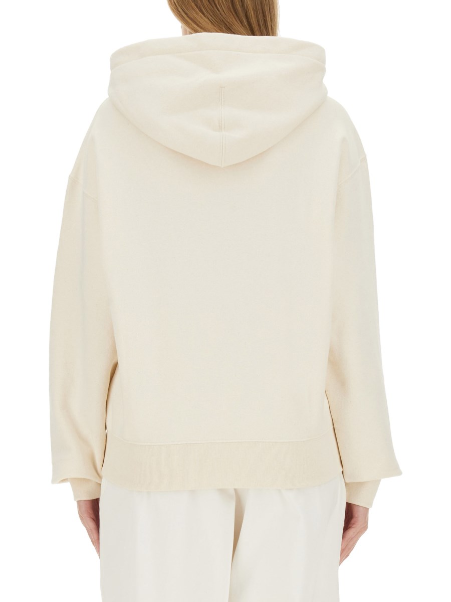 JIL SANDER FELPA CON CAPPUCCIO IN COTONE CON STAMPA LOGO