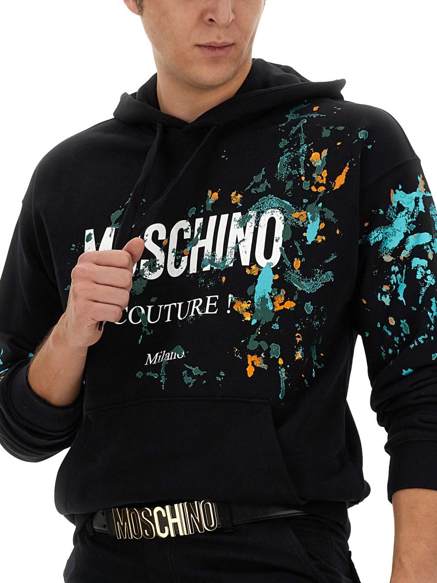 MOSCHINO FELPA CON CAPPUCCIO IN COTONE CON STAMPA LOGO
