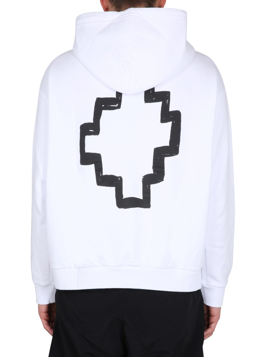 MARCELO BURLON COUNTY OF MILAN FELPA CON CAPPUCCIO IN FELPA DI COTONE CON STAMPA