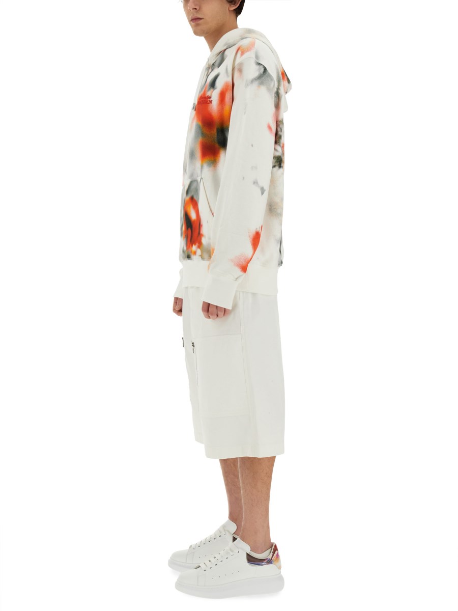 ALEXANDER McQUEEN FELPA CON CAPPUCCIO OBSCURED FLOWER