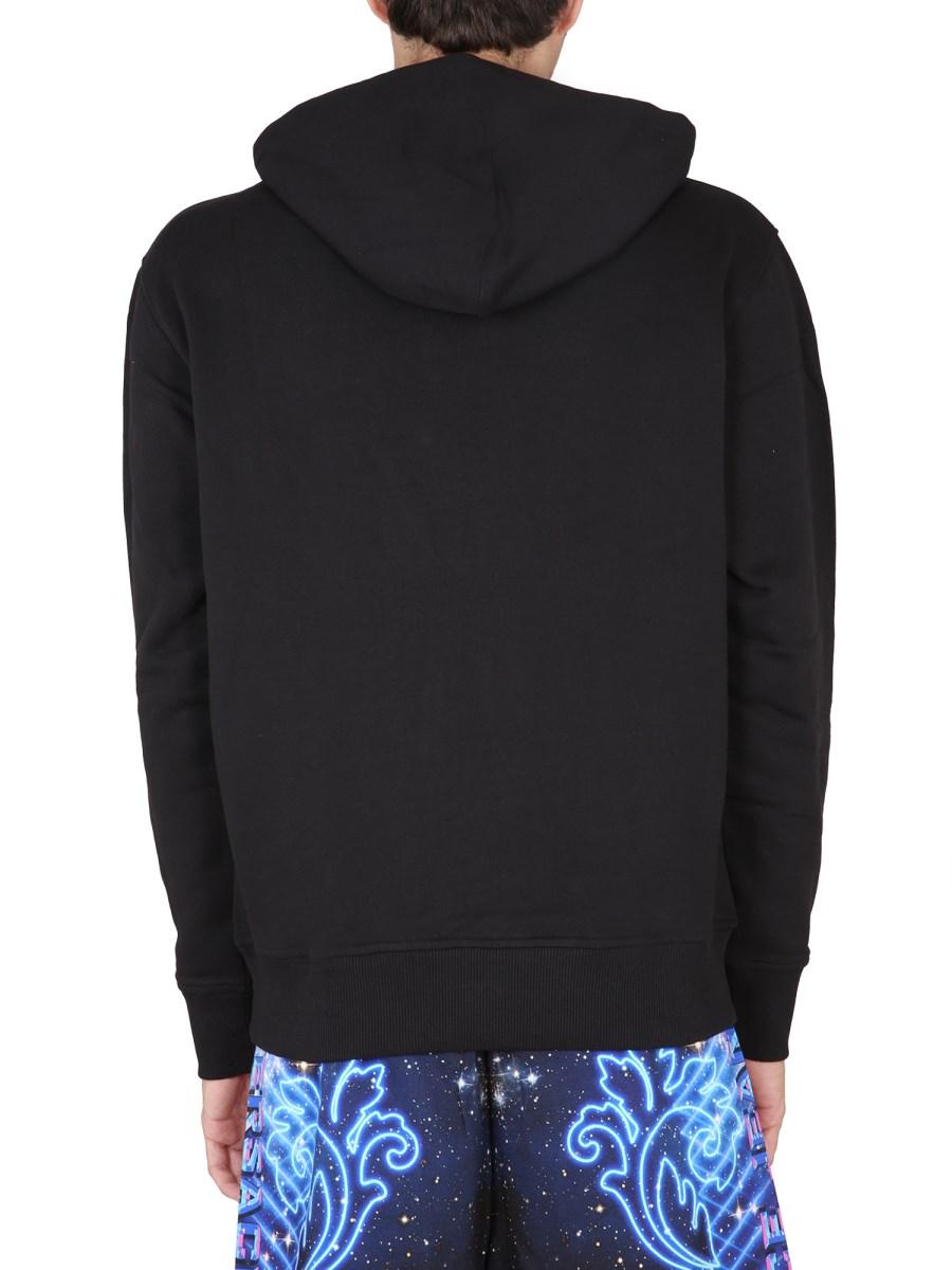 VERSACE JEANS COUTURE FELPA CON CAPPUCCIO SPACE WARRANTY IN COTONE