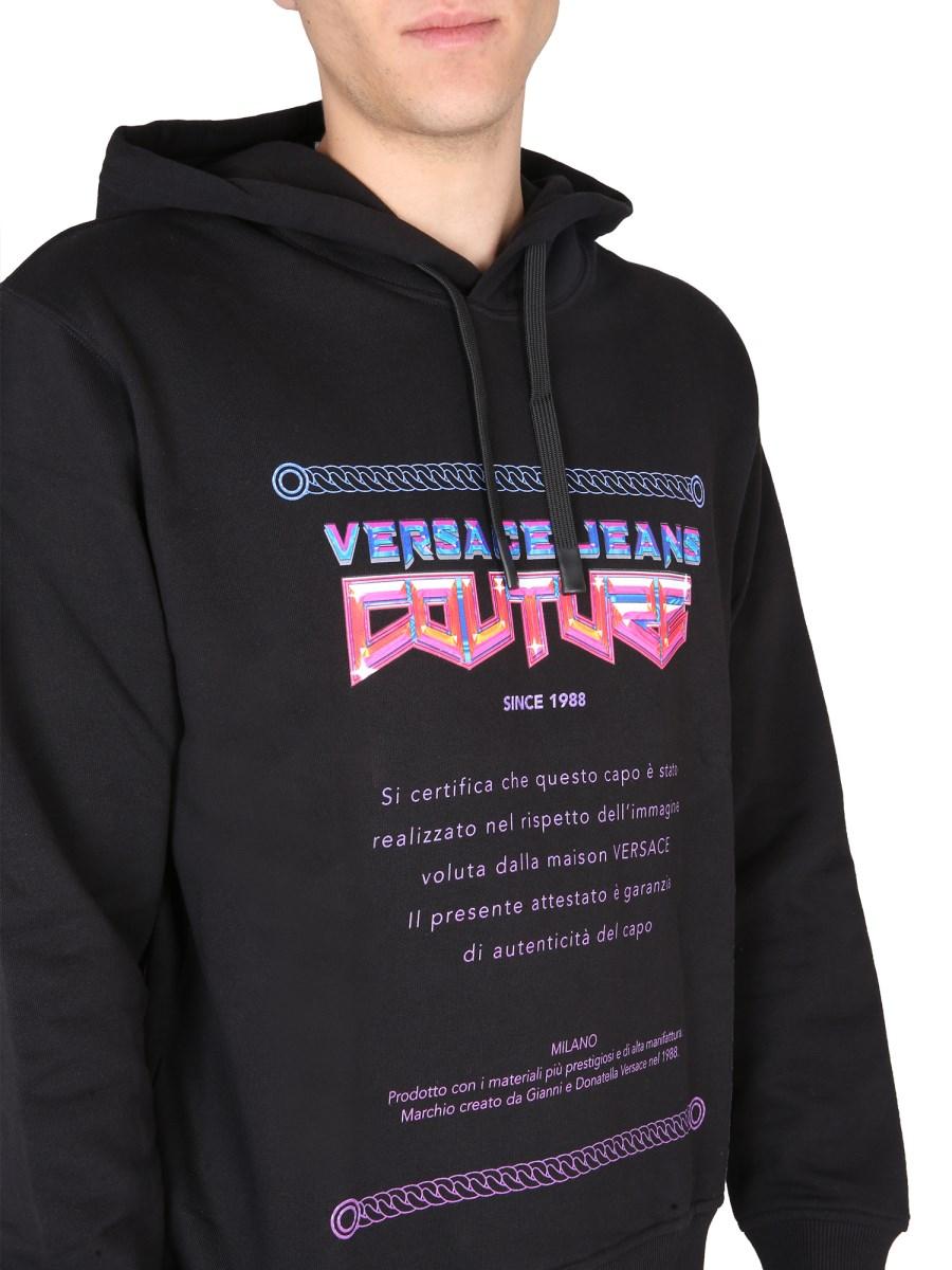 VERSACE JEANS COUTURE FELPA CON CAPPUCCIO SPACE WARRANTY IN COTONE