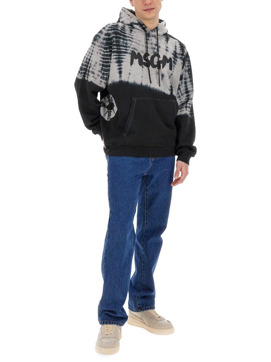MSGM FELPA CON NUOVO LOGO PENNELLATO CON TRATTAMENTO TIE & DYE