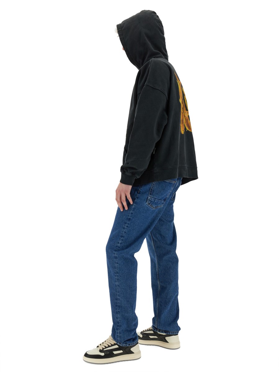 PALM ANGELS FELPA CON STAMPA "BURNING MONOGRAM" IN COTONE