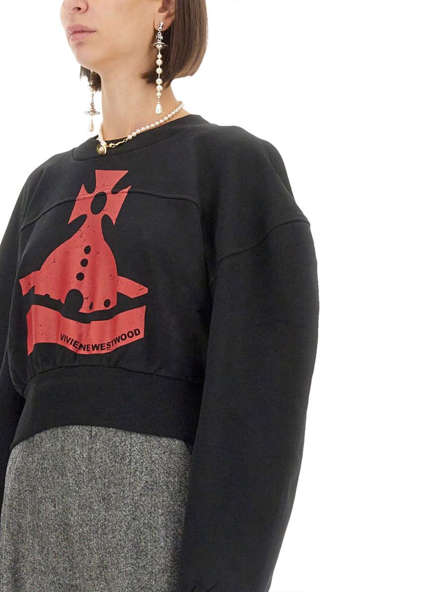 VIVIENNE WESTWOOD FELPA CON STAMPA ORB IN JERSEY DI COTONE