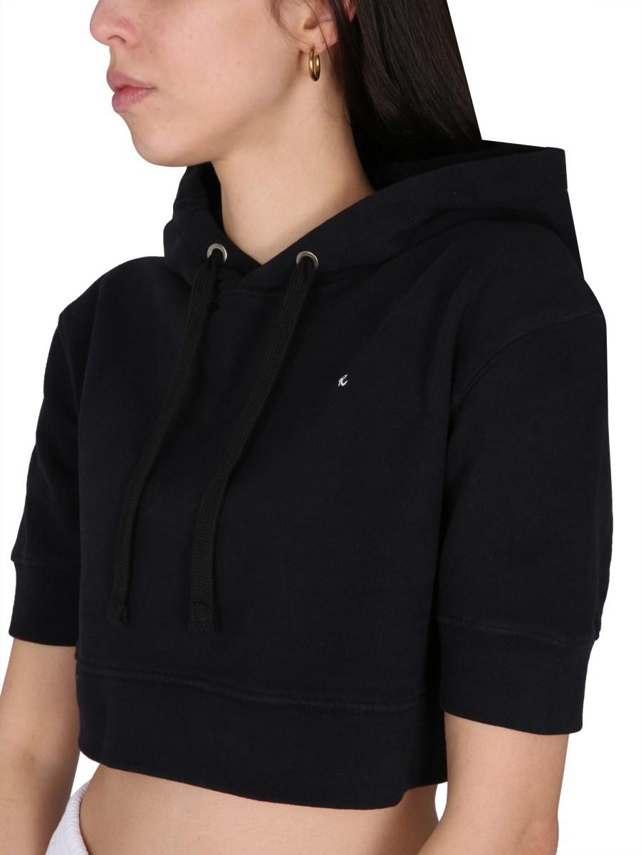 RAF SIMONS FELPA CROPPED FIT IN COTONE CON RICAMO LOGO