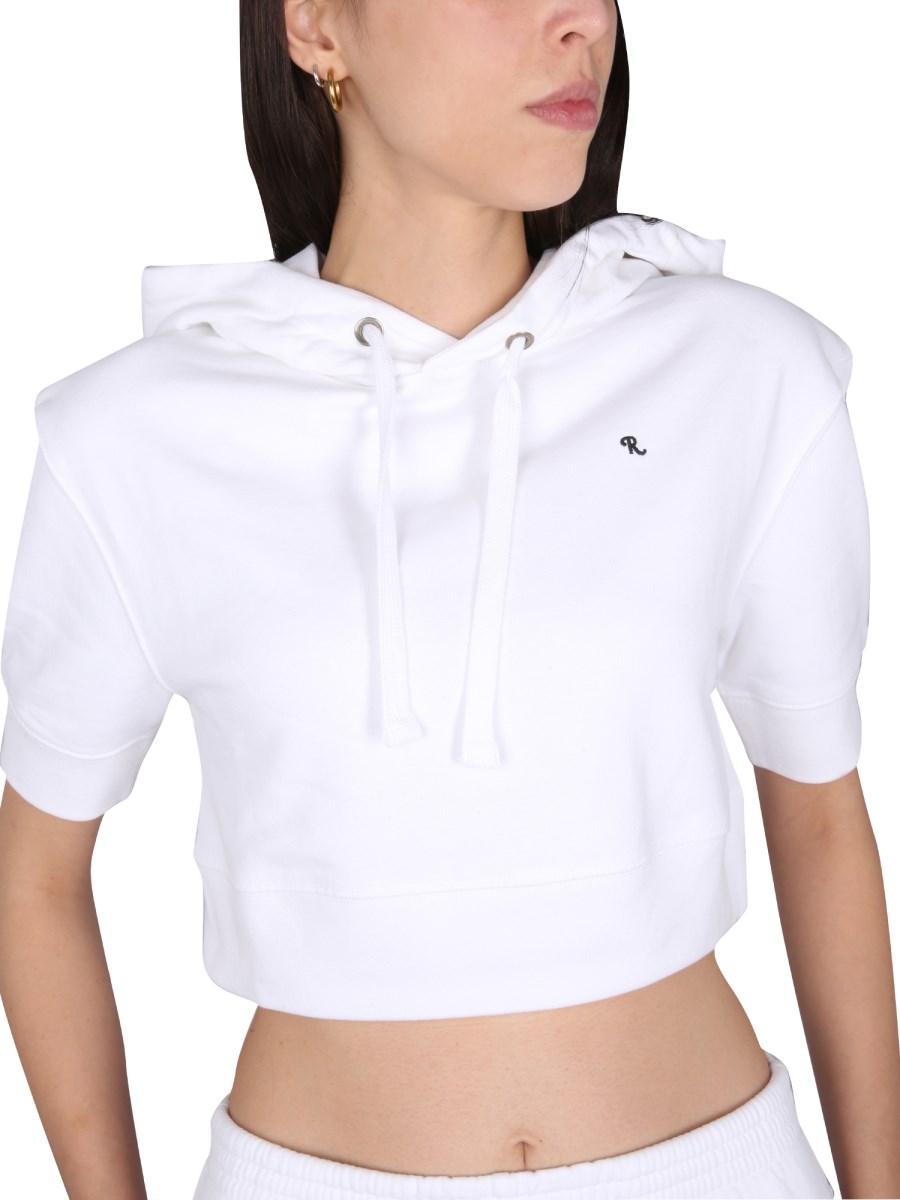 RAF SIMONS FELPA CROPPED FIT IN COTONE CON RICAMO LOGO