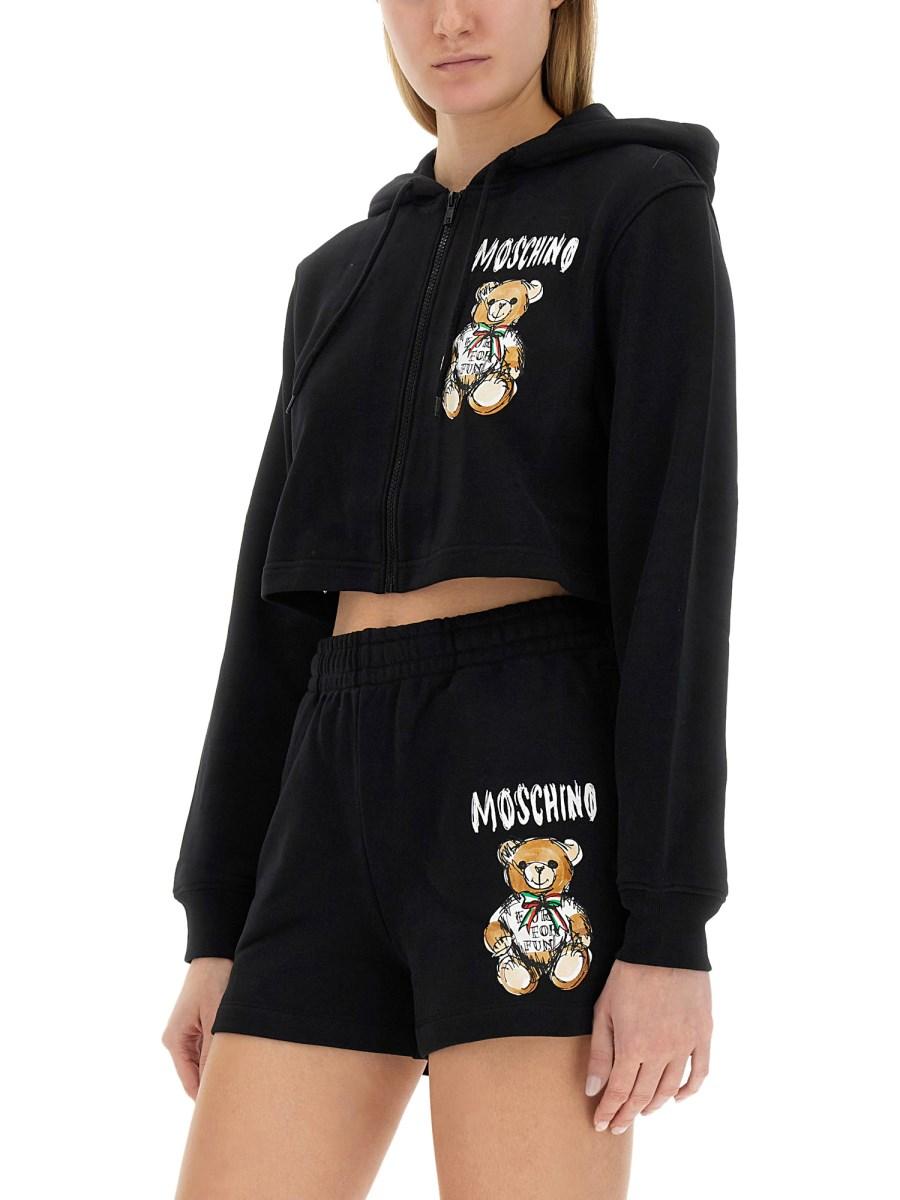 MOSCHINO FELPA CROPPED IN COTONE CON LOGO TEDDY BEAR