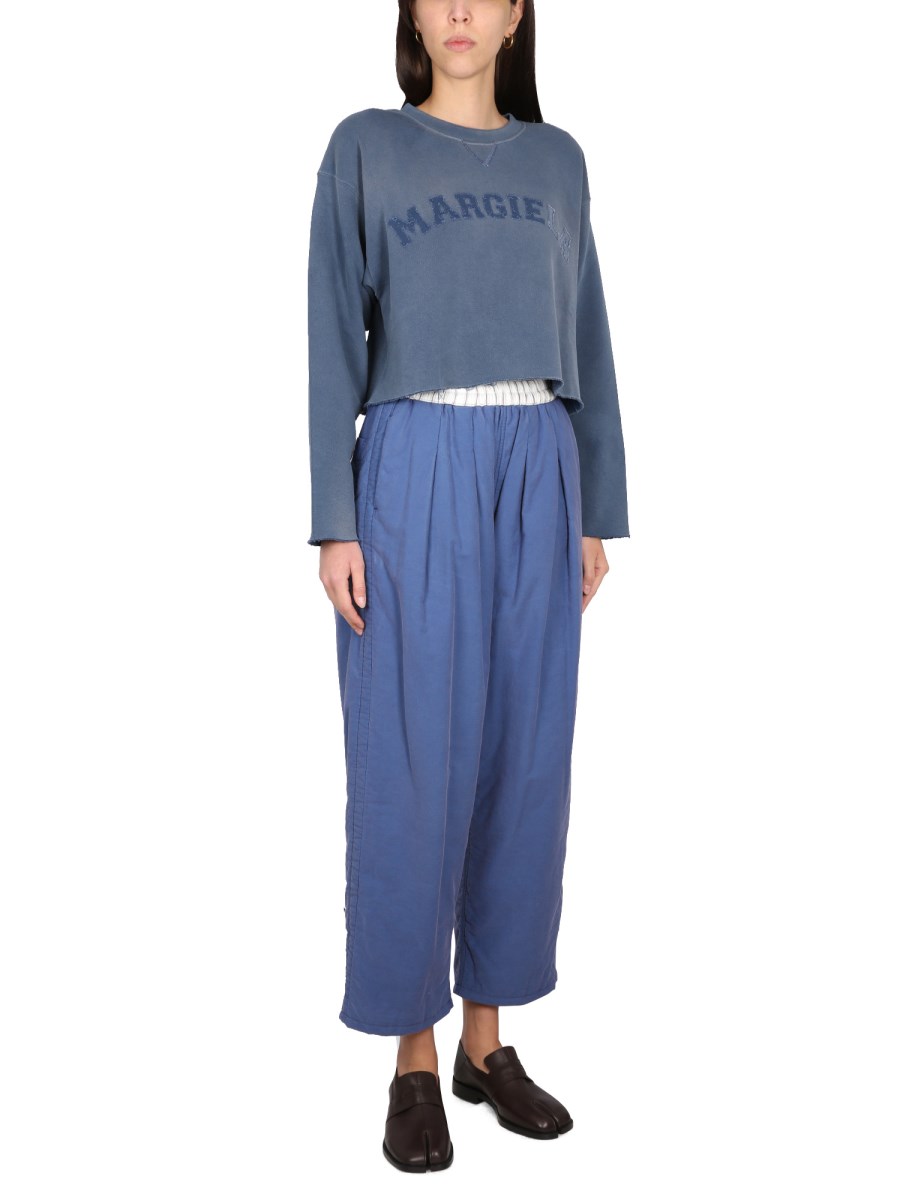 MAISON MARGIELA FELPA CROPPED IN COTONE VINTAGE CON LOGO