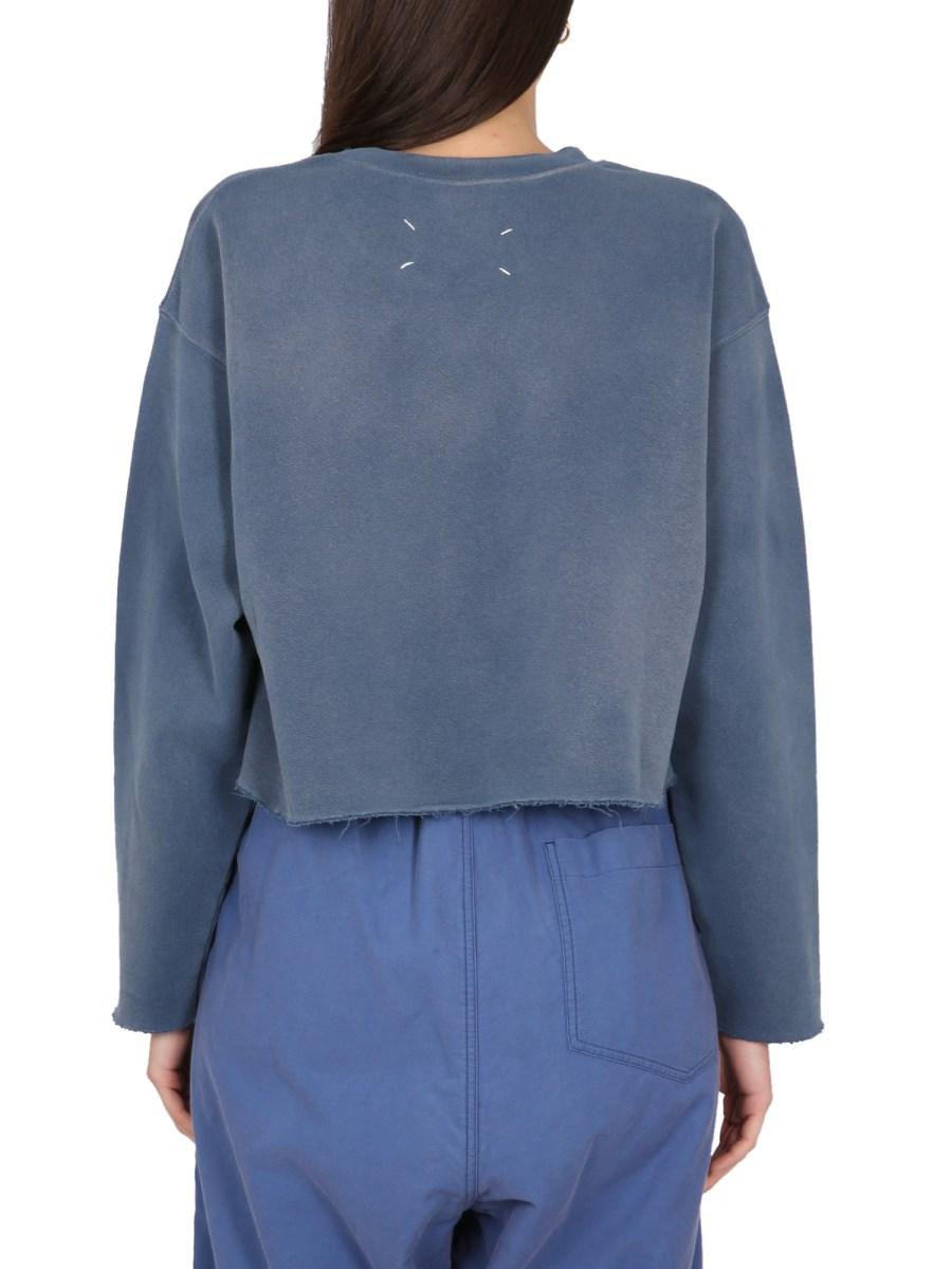MAISON MARGIELA FELPA CROPPED IN COTONE VINTAGE CON LOGO