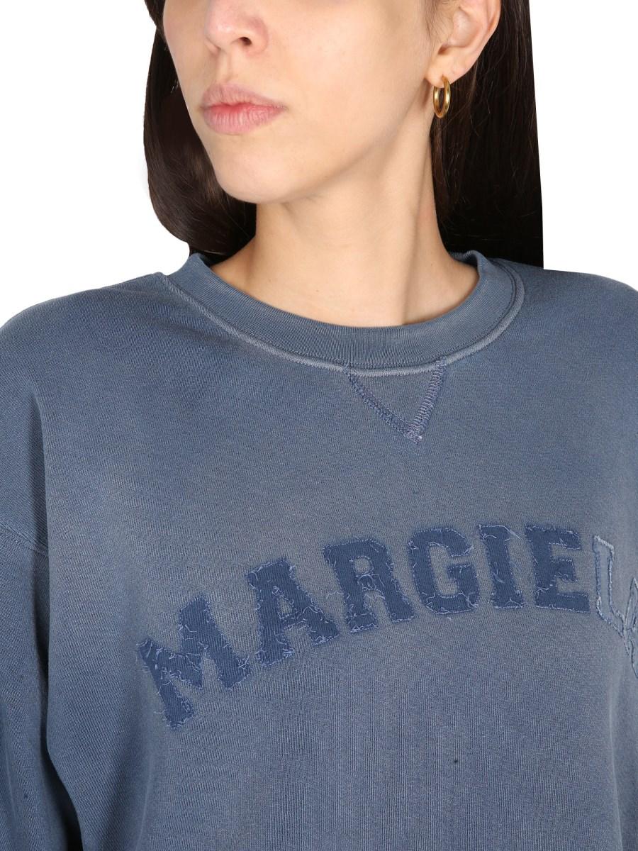 MAISON MARGIELA FELPA CROPPED IN COTONE VINTAGE CON LOGO