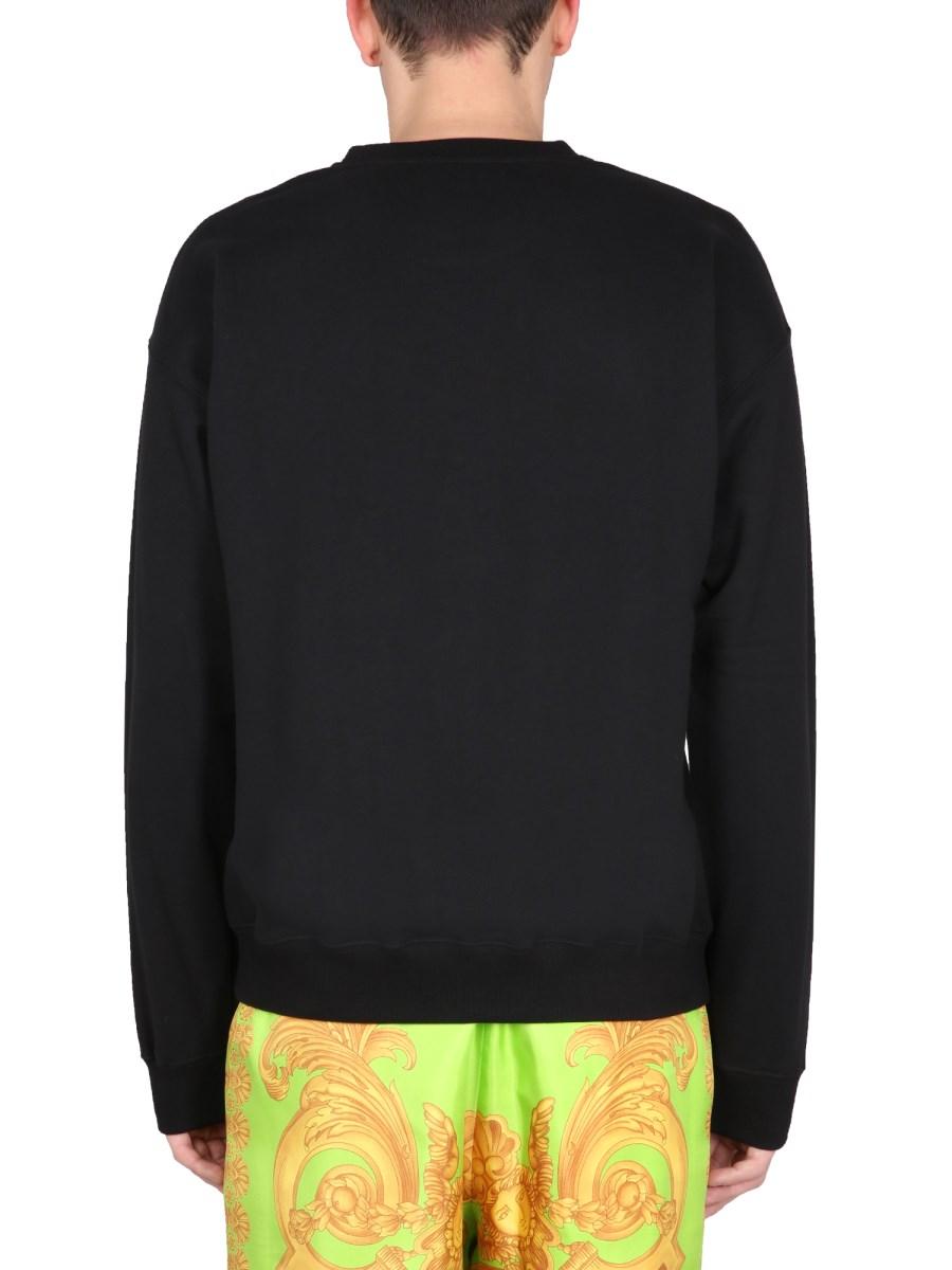 VERSACE FELPA GIROCOLLO IN COTONE CON LOGO RICAMATO