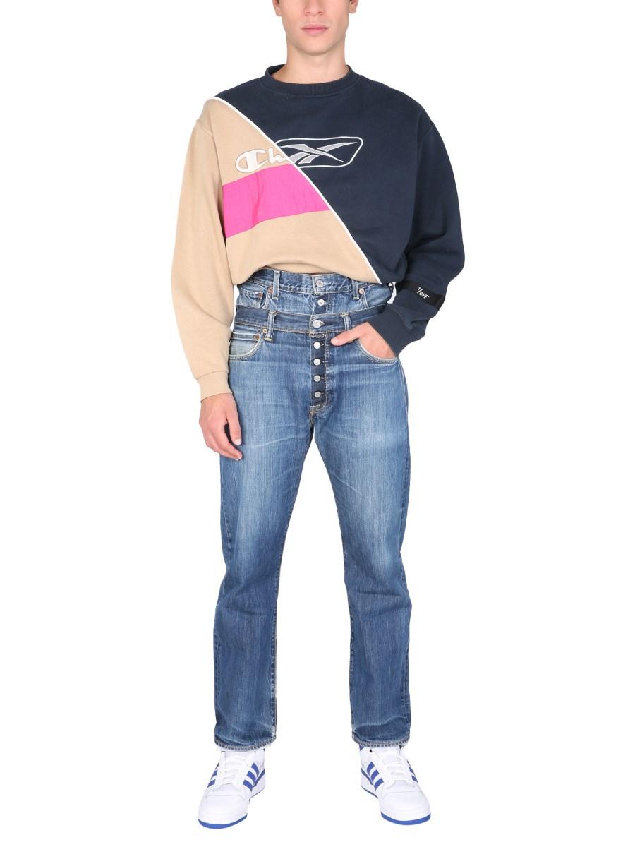 1/OFF FELPA GIROCOLLO IN COTONE REMADE REEBOK / CHAMPION