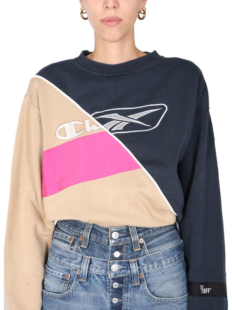 1/OFF FELPA GIROCOLLO IN COTONE REMADE REEBOK / CHAMPION