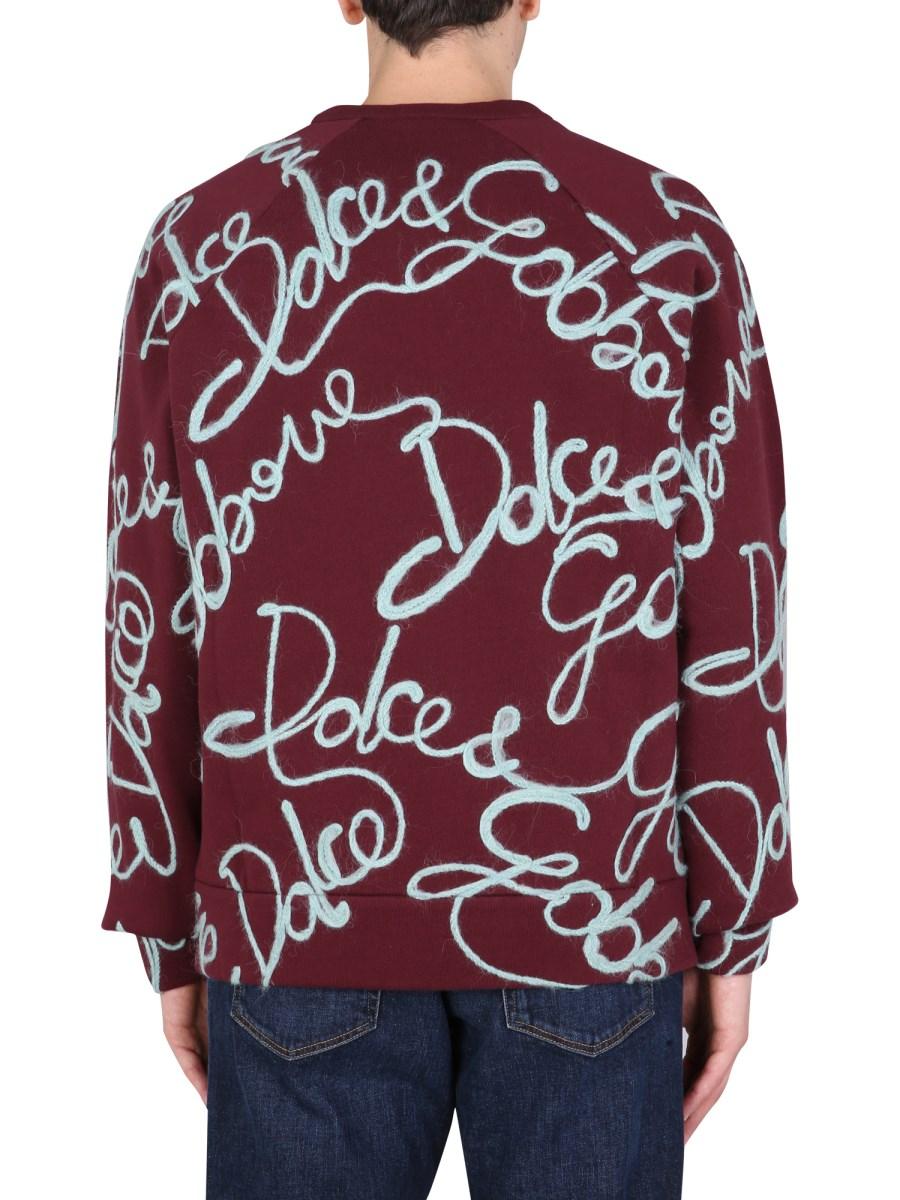 DOLCE & GABBANA FELPA GIROCOLLO IN JERSEY DI COTONE CON RICAMO LOGO