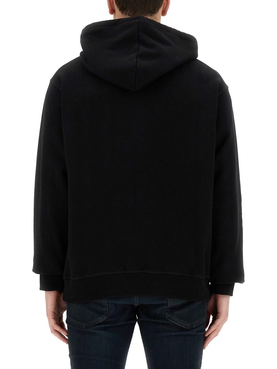 DSQUARED FELPA "ICON" SCRIBBLE COOL FIT IN COTONE CON CAPPUCCIO