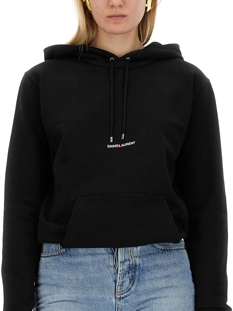 SAINT LAURENT FELPA IN COTONE BIOLOGICO CON STAMPA LOGO