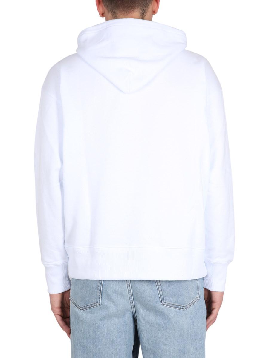 MSGM FELPA IN COTONE CON CAPPUCCIO CON LOGO PENNELLATO