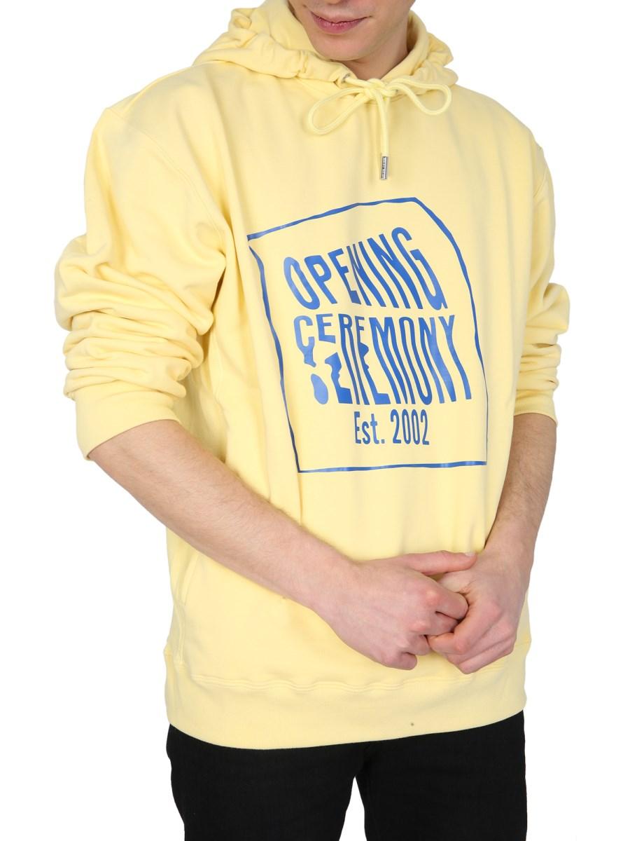 OPENING CEREMONY FELPA IN COTONE CON CAPPUCCIO E BOX LOGO