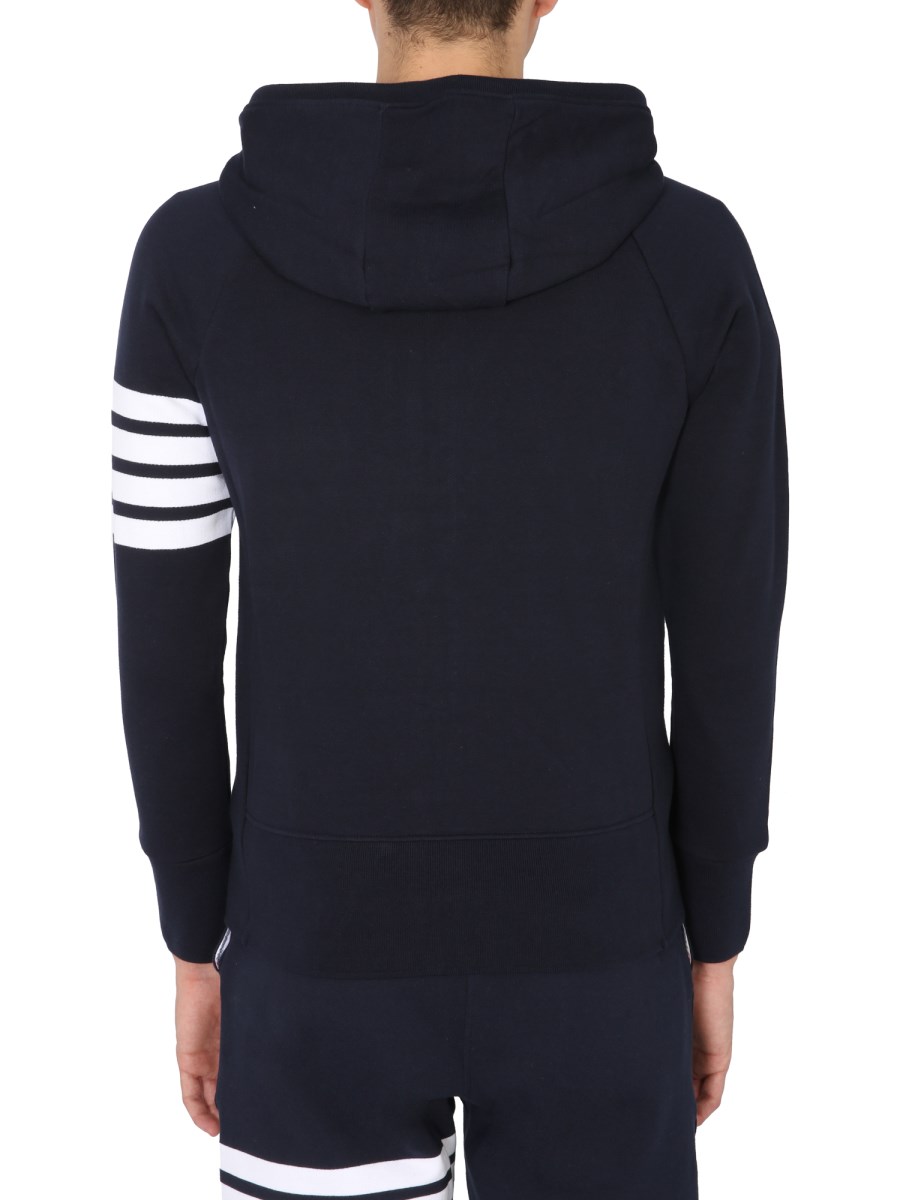 THOM BROWNE FELPA IN COTONE CON CAPPUCCIO E DETTAGLIO 4BAR
