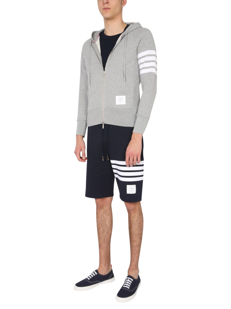 THOM BROWNE FELPA IN COTONE CON CAPPUCCIO E DETTAGLIO 4BAR
