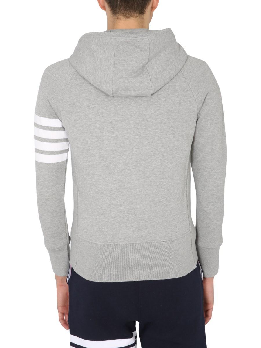 THOM BROWNE FELPA IN COTONE CON CAPPUCCIO E DETTAGLIO 4BAR