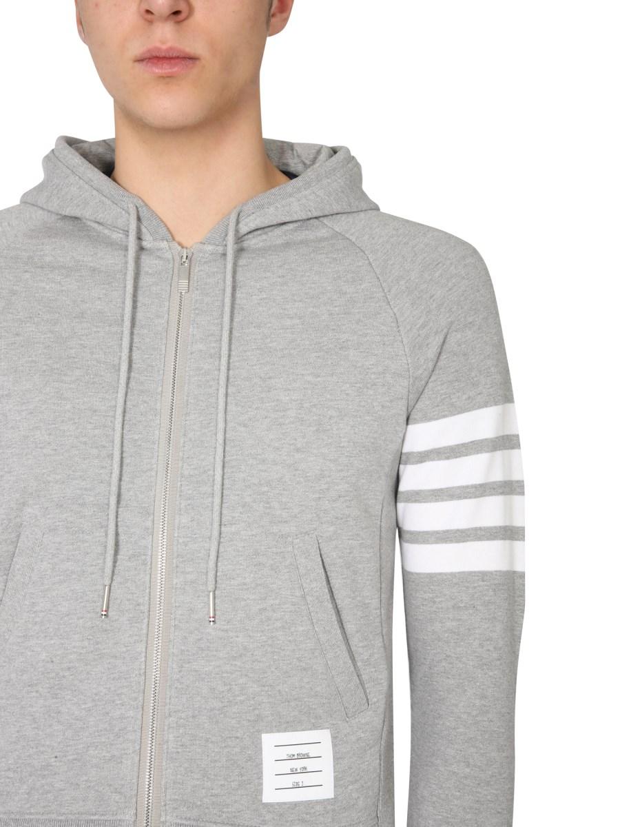THOM BROWNE FELPA IN COTONE CON CAPPUCCIO E DETTAGLIO 4BAR