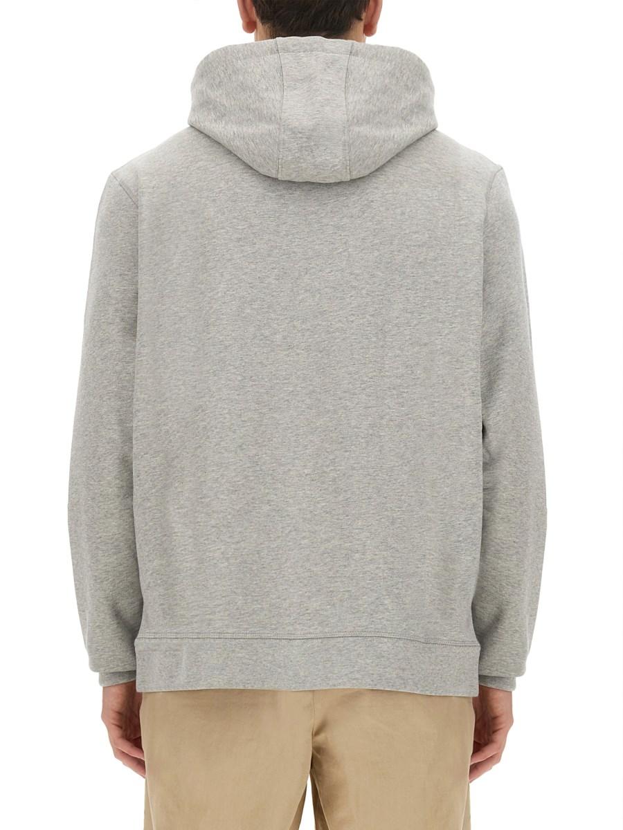 MAISON KITSUNÉ X BARBOUR FELPA IN COTONE CON CAPPUCCIO E FOX HEAD