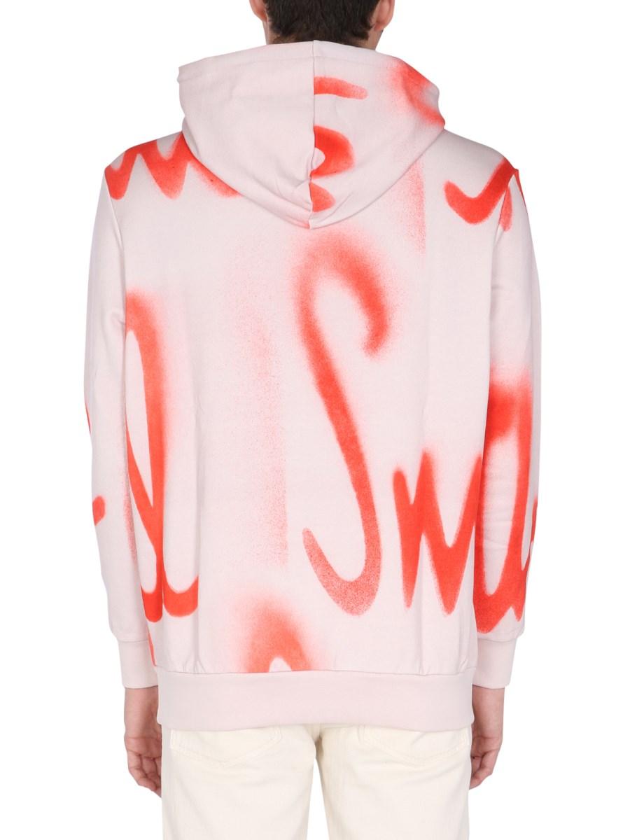 PAUL SMITH FELPA IN COTONE CON CAPPUCCIO E STAMPA SPRAY