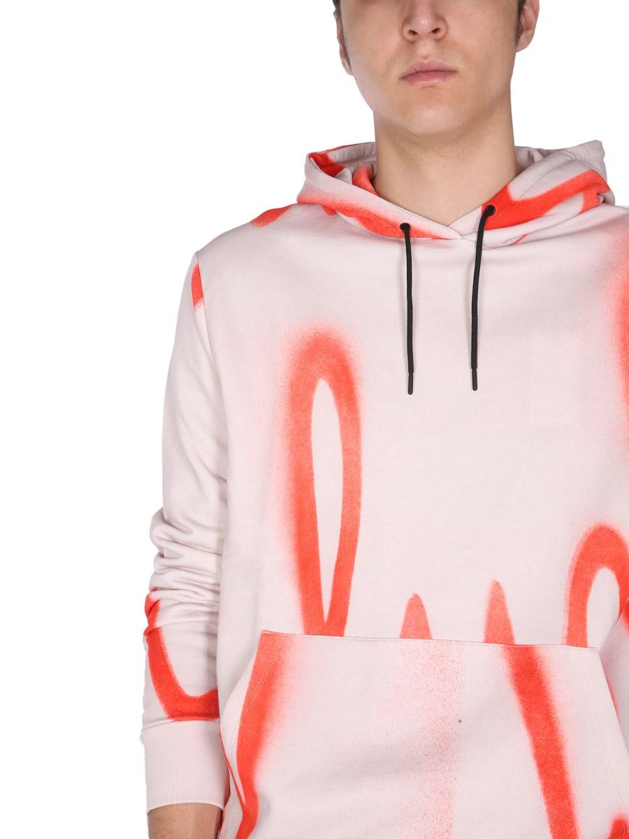 PAUL SMITH FELPA IN COTONE CON CAPPUCCIO E STAMPA SPRAY