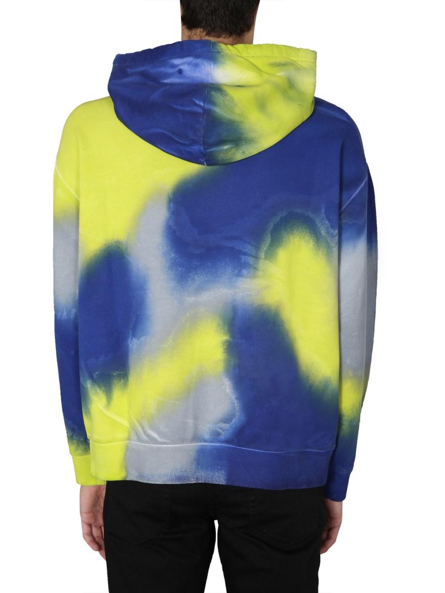 MARCELO BURLON COUNTY OF MILAN FELPA IN COTONE CON CAPPUCCIO E STAMPA TIE DYE