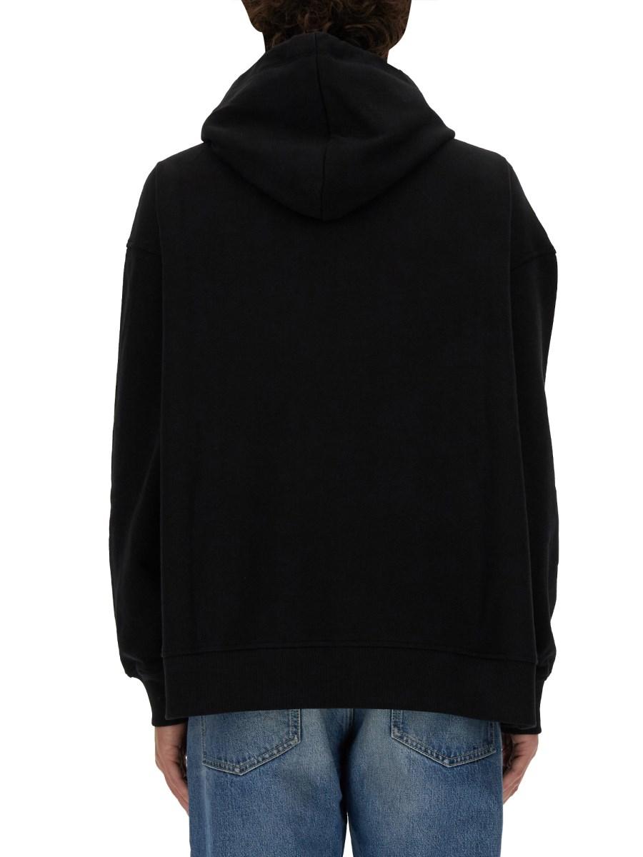VALENTINO FELPA IN COTONE CON CAPPUCCIO E V DETAIL METALLICA