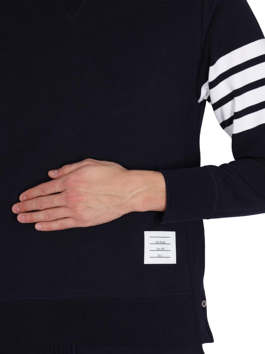 THOM BROWNE FELPA IN COTONE CON INTARSIO 4BAR STRIPE