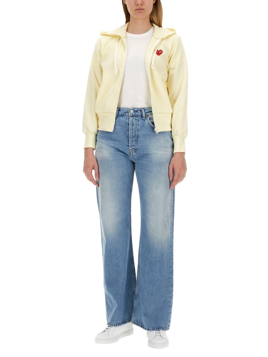 COMME DES GARCONS PLAY FELPA IN COTONE CON PATCH LOGO