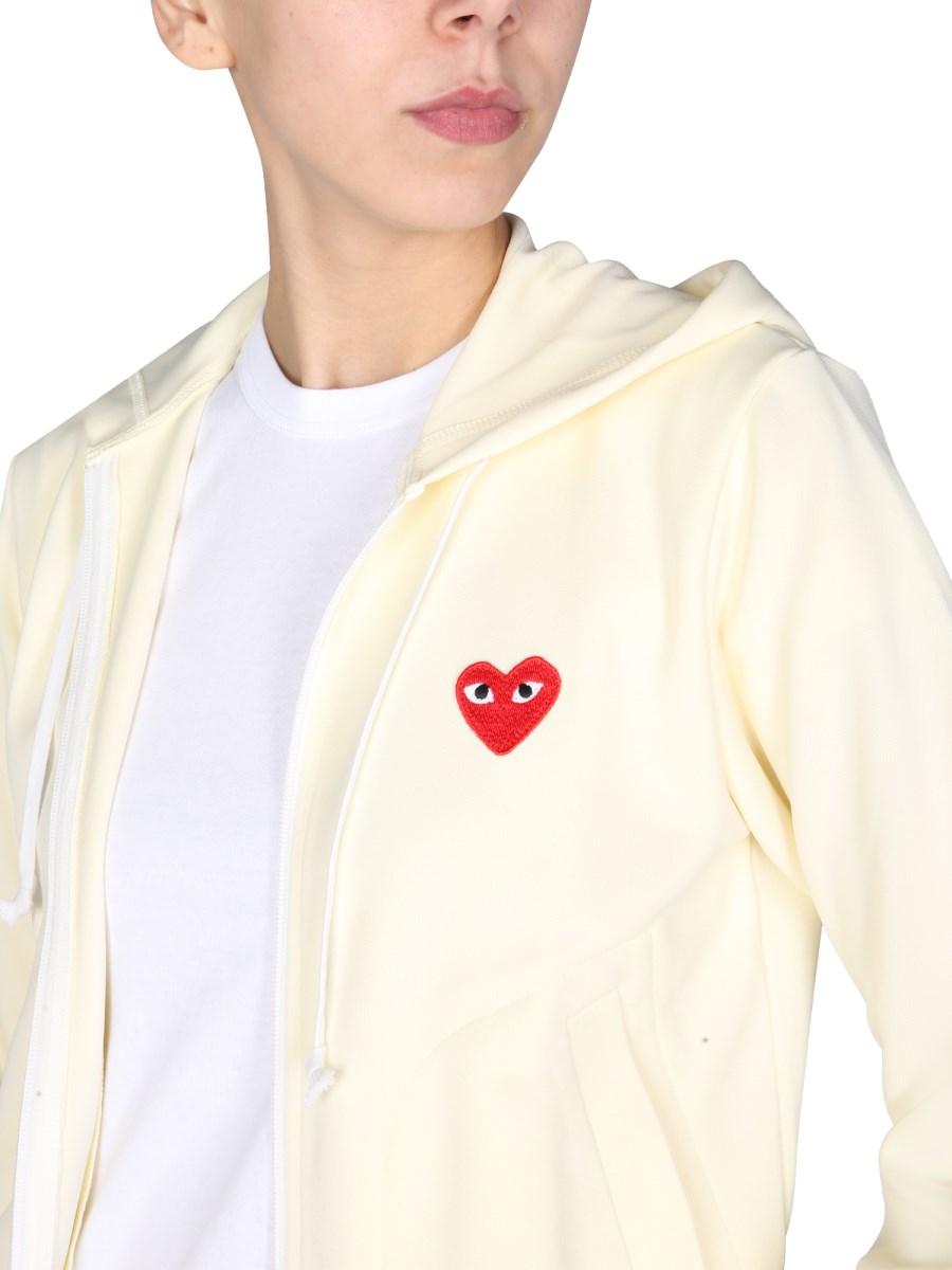 COMME DES GARCONS PLAY FELPA IN COTONE CON PATCH LOGO