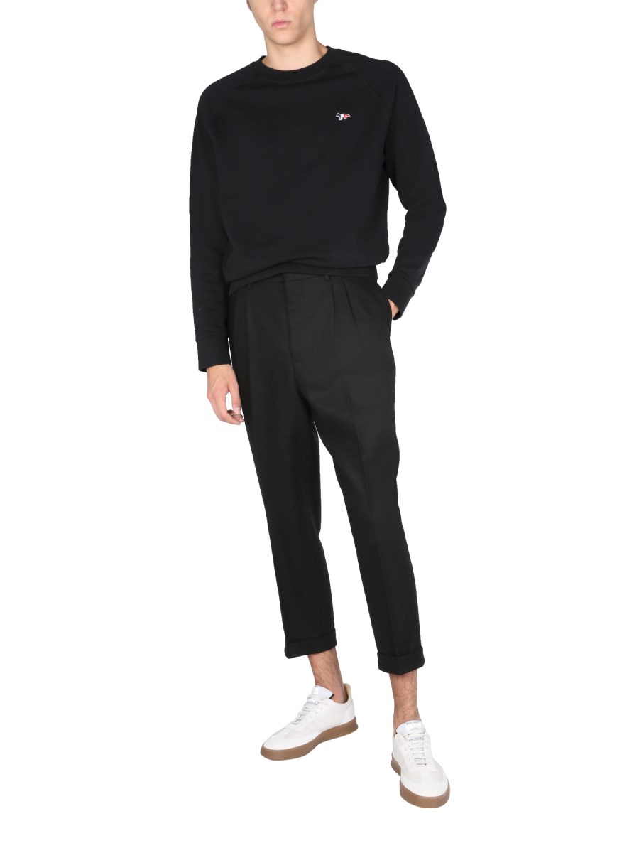 MAISON KITSUNÉ FELPA IN COTONE CON PATCH TRICOLOR FOX