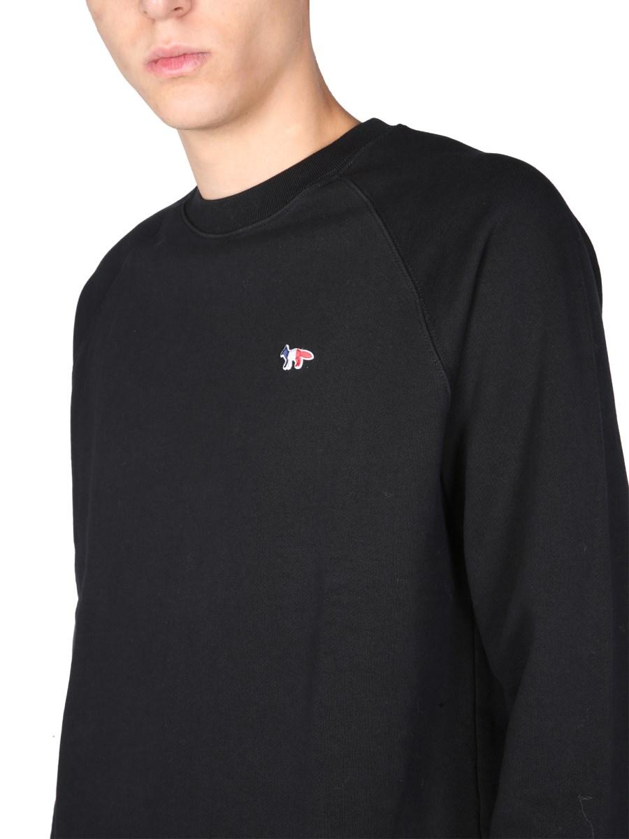 MAISON KITSUNÉ FELPA IN COTONE CON PATCH TRICOLOR FOX