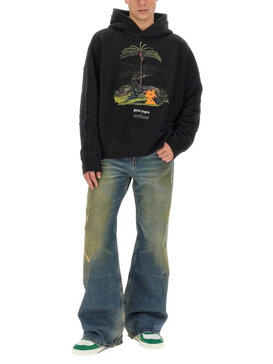 PALM ANGELS FELPA IN COTONE CON STAMPA ENZO FROM THE TROPICS