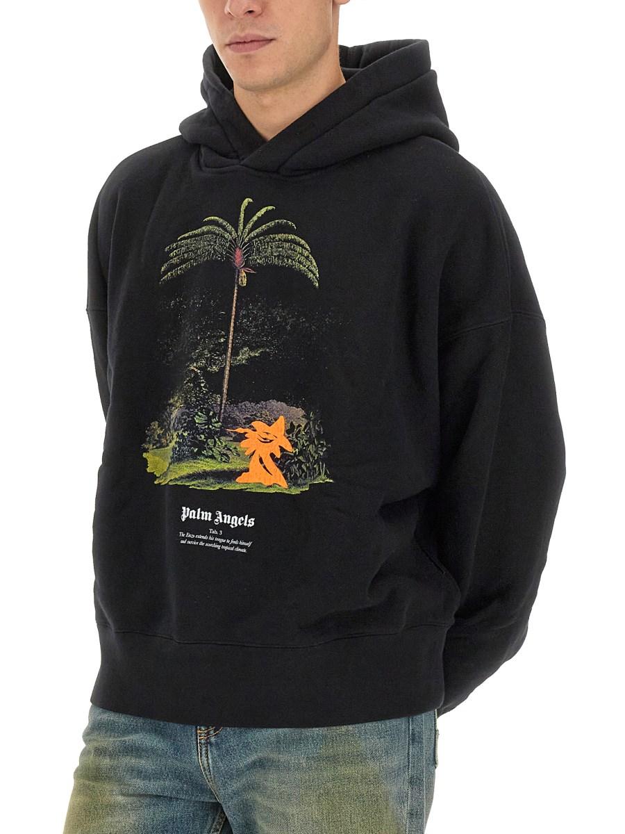 PALM ANGELS FELPA IN COTONE CON STAMPA ENZO FROM THE TROPICS