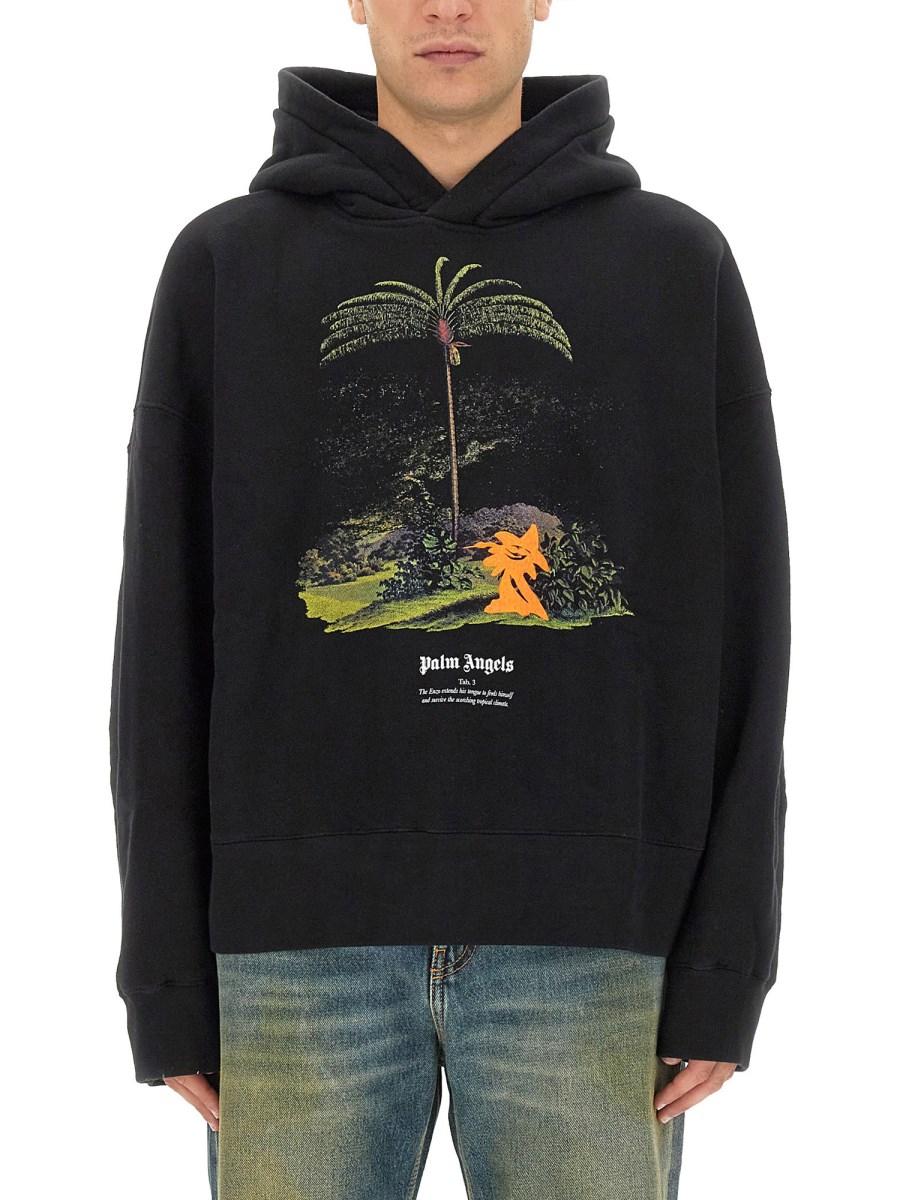 PALM ANGELS FELPA IN COTONE CON STAMPA ENZO FROM THE TROPICS