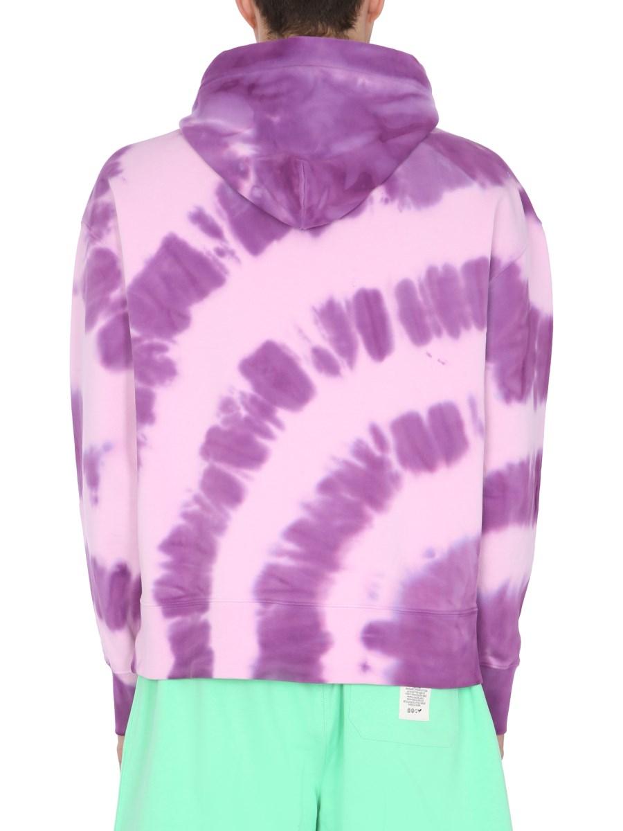 MSGM FELPA IN COTONE CON STAMPA TIE DYE E RICAMO MICRO LOGO
