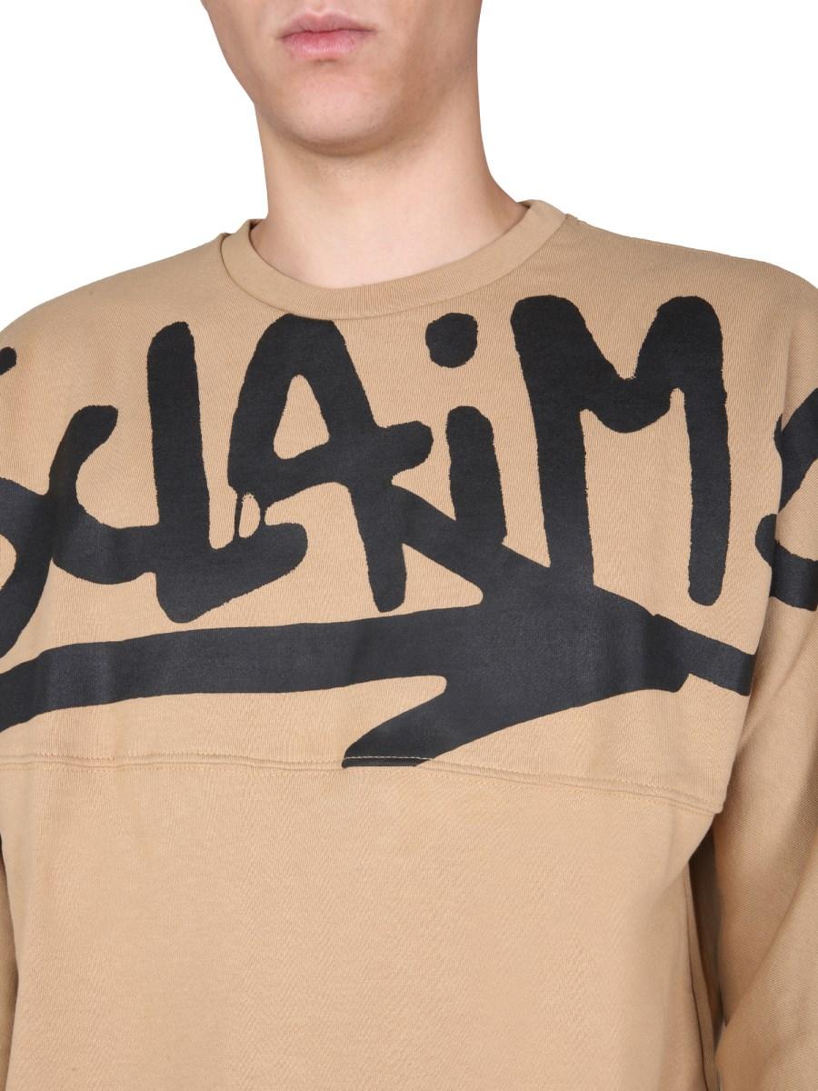 DISCLAIMER FELPA IN COTONE GIROCOLLO CON STAMPA SERIGRAFICA