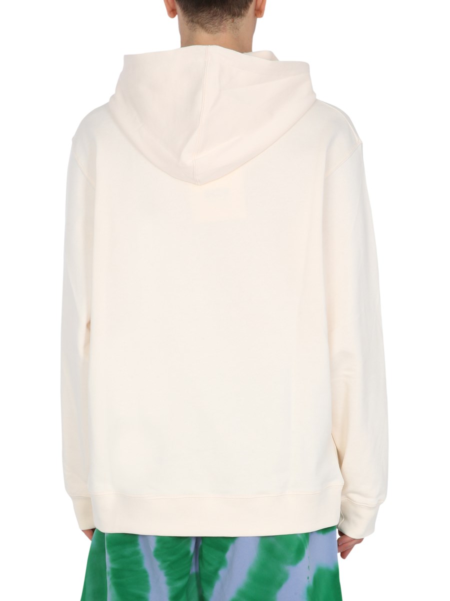 MSGM FELPA IN COTONE ORGANICO CON STAMPA FANTASTIC GREEN