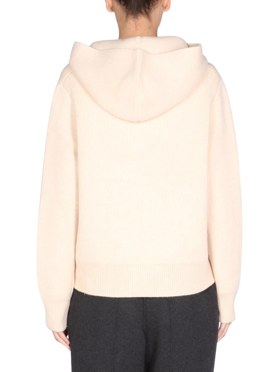 TORY BURCH FELPA IN MAGLIA DI MISTO CASHMERE CON CAPPUCCIO