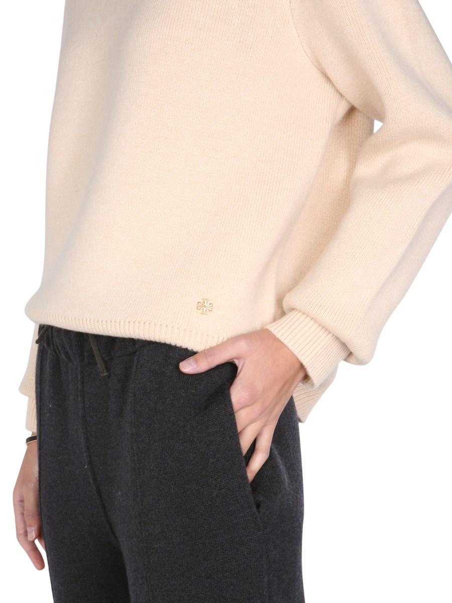 TORY BURCH FELPA IN MAGLIA DI MISTO CASHMERE CON CAPPUCCIO