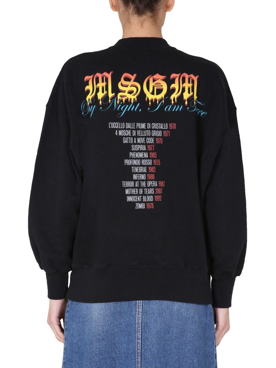 MSGM FELPA PARICOLLO IN COTONE CON STAMPA DARIO ARGENTO QUOTE