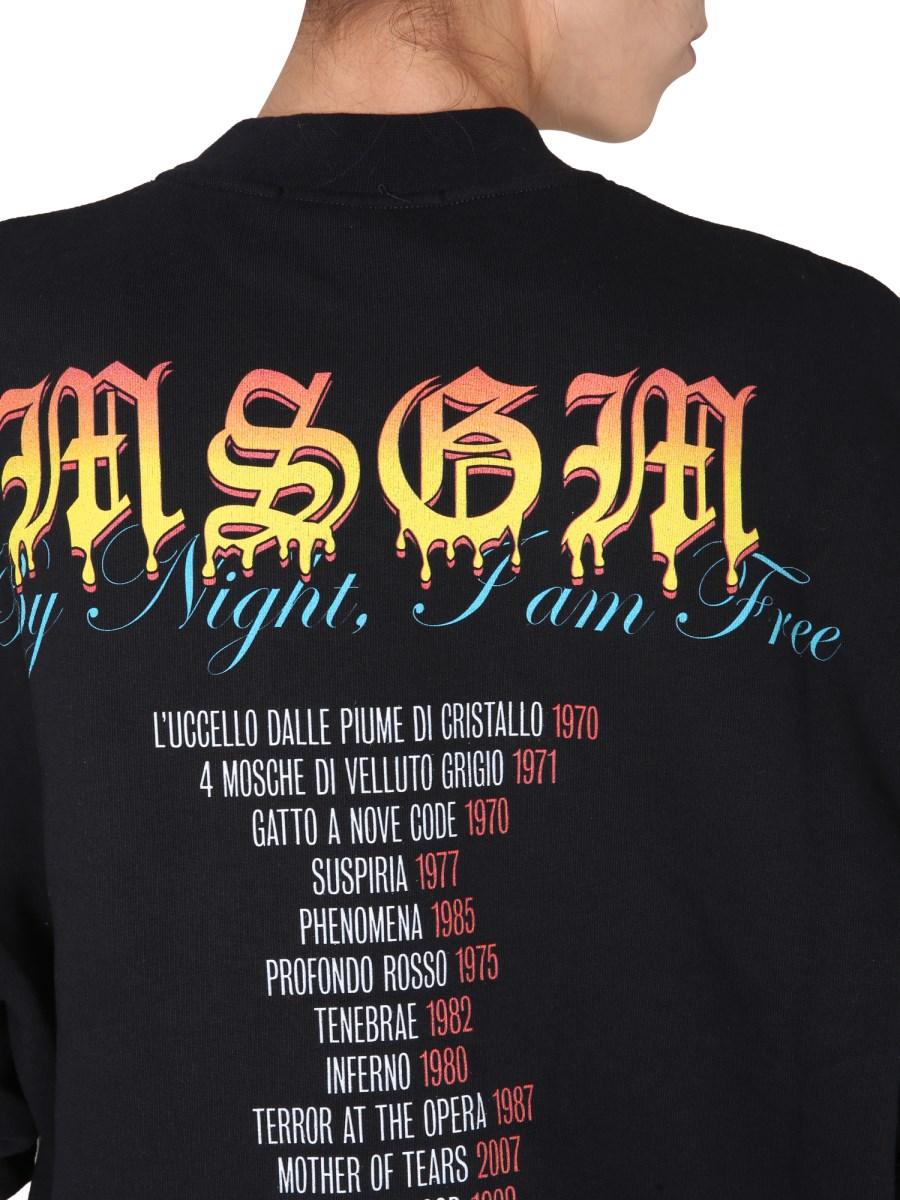 MSGM FELPA PARICOLLO IN COTONE CON STAMPA DARIO ARGENTO QUOTE